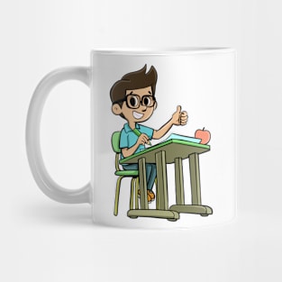 Boy at school desk Mug